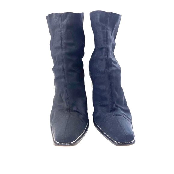 Armando Pollini Vintage Sock Boots 70s Go Go Style Black stretch Size 39 EUR / 8 - Picture 3 of 11